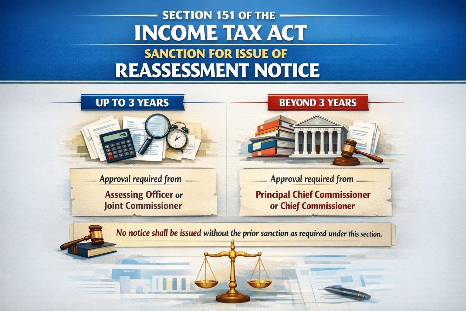Section 151 of the Income Tax Act    To sanction for issue for notice for reassessment