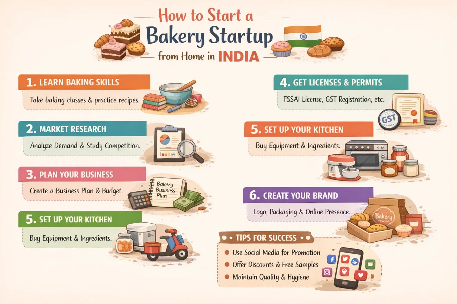 How to Start a Bakery Startup from Home in India: Complete Step-by-Step Guide (2026)