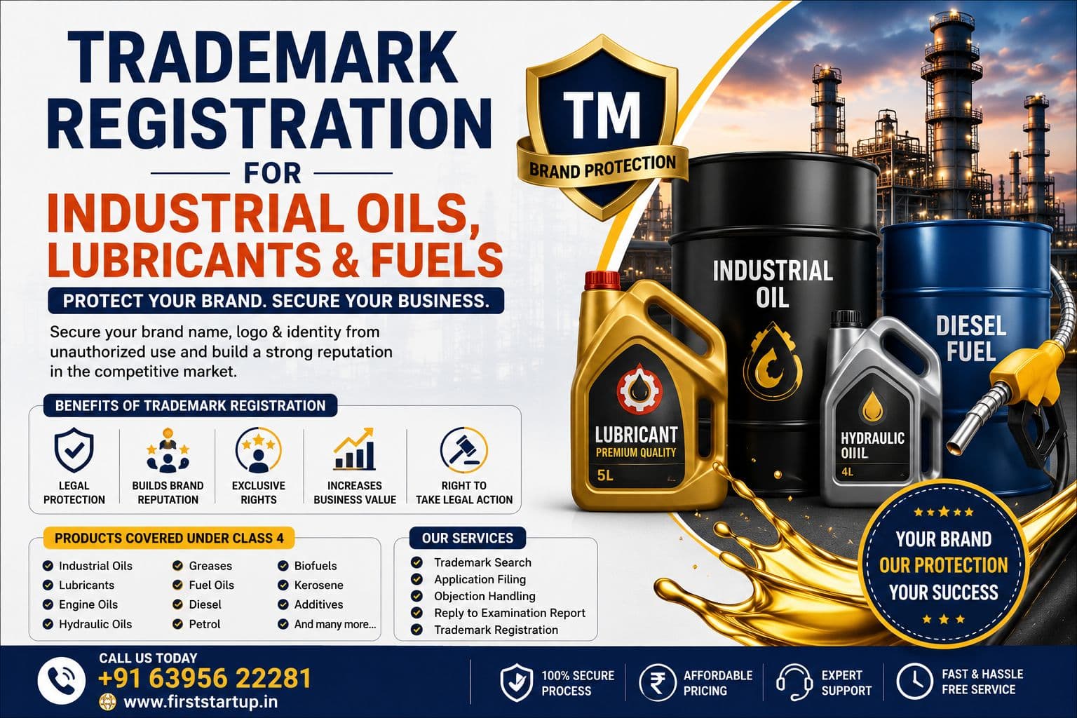 Trademark Registration for Industrial Oils, Lubricants & Fuels Businesses in India